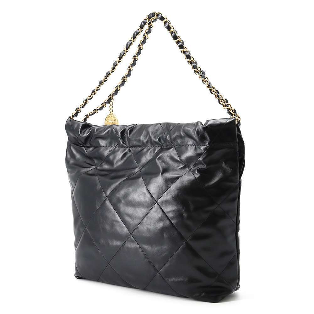 Chanel Calf Matelasse 22 Small Black Bag Shoulder Shiny
